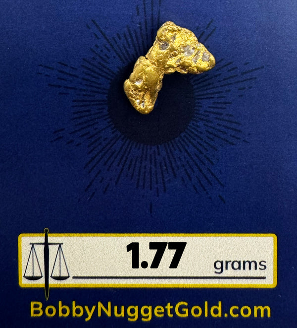 Gold nugget with 1.77 grams for sale BobbyNuggetGold.com.