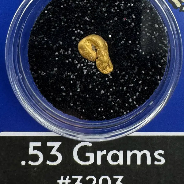 Alaska Gold nugget in a clear container .53 gtams