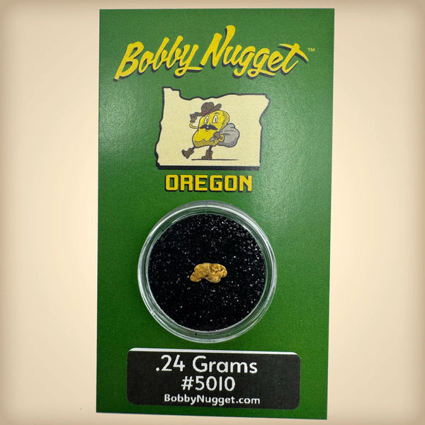 Oregon Gold Nugget for sale | Natural Placier Gold Nugget .24 grams | Free Shipping + Lucky Bonus Bag | #5010
