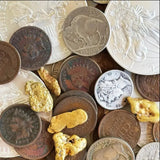 American vintage coins, silver coins, extra gold inside of lucky bonus bag