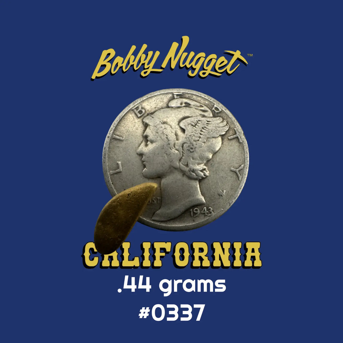 Gold Nugget for sale | California Gold Nugget  .44 grams + Lucky Bonus Bag | #0337 Bobby Nugget Gold