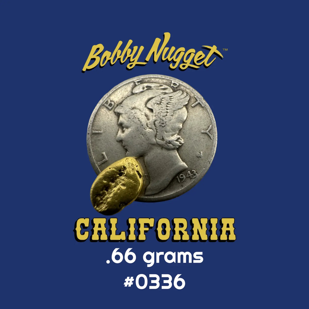 Gold Nugget for sale | California Gold Nugget  .66 grams + Lucky Bonus Bag | #0336 Bobby Nugget Gold