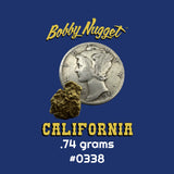 Gold Nugget for sale | California Gold Nugget  .74 grams + Lucky Bonus Bag | #0338 Bobby Nugget Gold