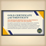 Gold Certificate of Authenticity bobby nugget