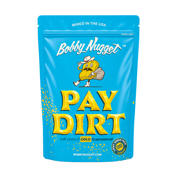 Gold Paydirt Prospecting Bag | Guaranteed Gold 1/2 Gram | Gold Rush Panning Concentrates + Lucky’s Bonus Bag Gift Inside Bobby Nugget Gold