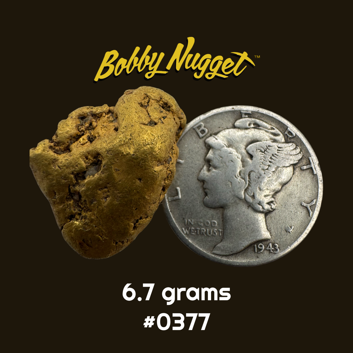 Large Gold Nuggets for sale | chunky sized Gold Nugget 6.7 grams + Lucky Bonus Bag | #0377 Bobby Nugget Gold