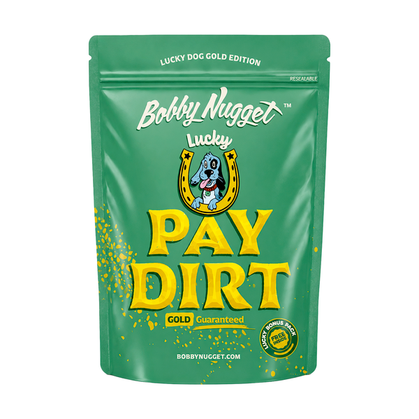 Lucky Gold Paydirt Prospecting Bag | Guaranteed Gold .88 Grams | Gold Rush Panning Concentrates + Lucky’s Bonus Bag Gift Inside Bobby Nugget Gold