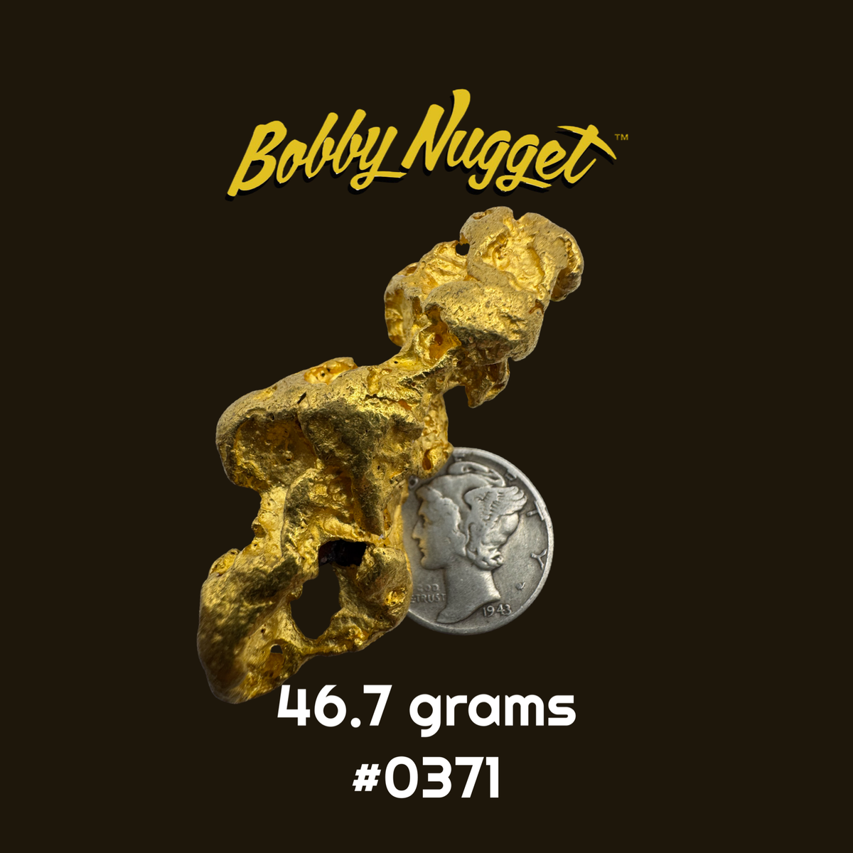 Large Gold Nuggets for sale | Museum sized Gold Nugget 46.7 grams + Lucky Bonus Bag | #0371 Bobby Nugget Gold